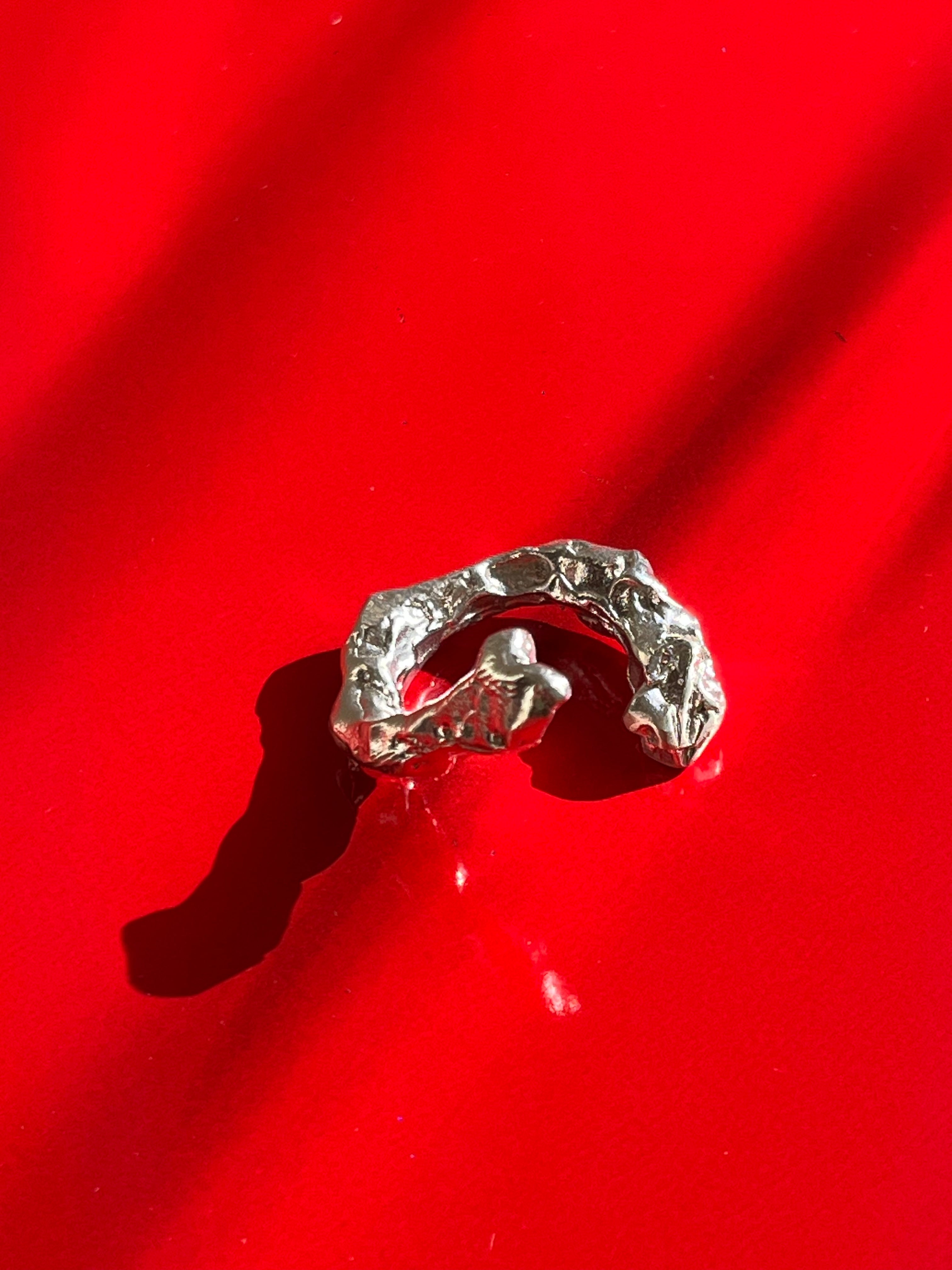 Adjustable Liquid Branch Silver Ring