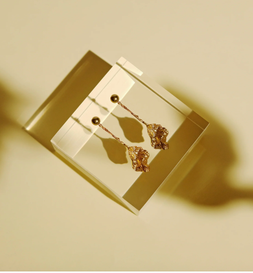 Rose Leaf Palladium Earrings